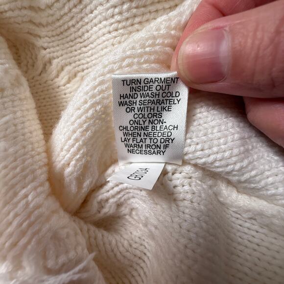 Gianni Bini Fringe Sweater High Neck Cream Color Size M - Picture 10 of 16